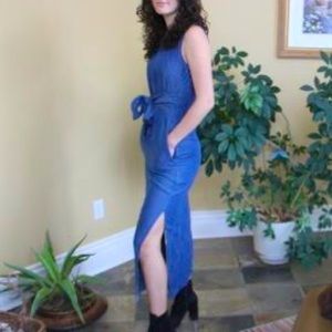 Stunning, classy long jean dress with side slits